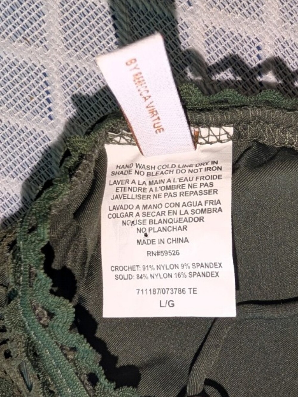 Becca by Rebecca Virtue Color Play Womens Crochet One Piece Swimsuit Green Large - Picture 6 of 13